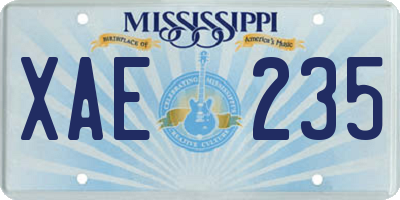 MS license plate XAE235