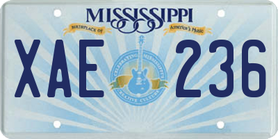 MS license plate XAE236