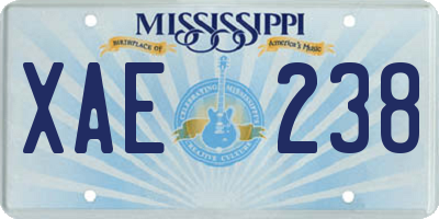 MS license plate XAE238