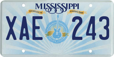 MS license plate XAE243