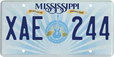 MS license plate XAE244