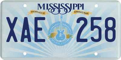 MS license plate XAE258