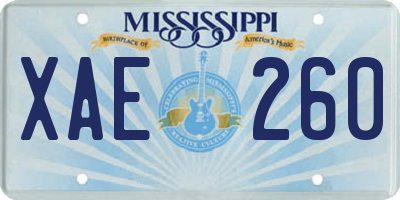 MS license plate XAE260