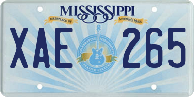 MS license plate XAE265