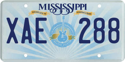 MS license plate XAE288