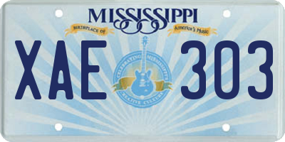 MS license plate XAE303