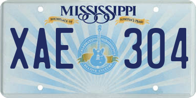 MS license plate XAE304