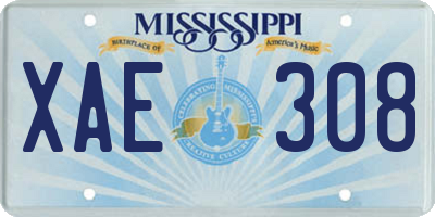 MS license plate XAE308