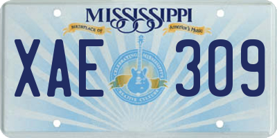 MS license plate XAE309