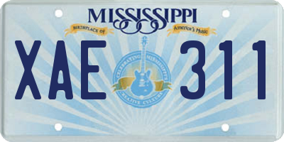 MS license plate XAE311