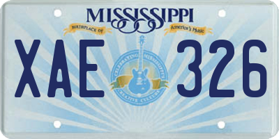 MS license plate XAE326