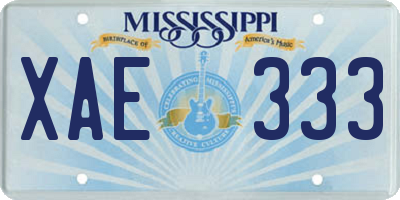 MS license plate XAE333