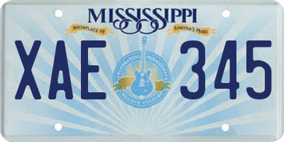 MS license plate XAE345