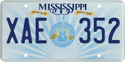 MS license plate XAE352
