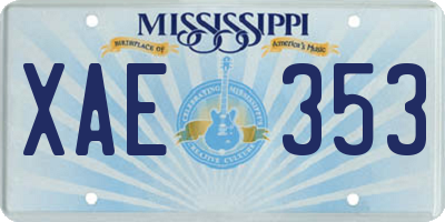 MS license plate XAE353