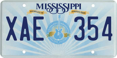 MS license plate XAE354