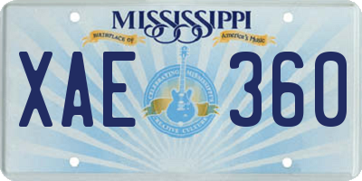 MS license plate XAE360