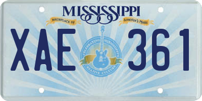 MS license plate XAE361