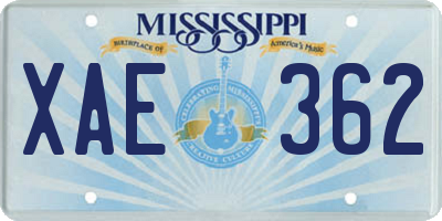 MS license plate XAE362