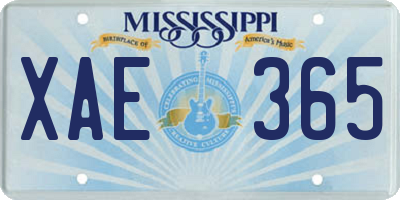 MS license plate XAE365