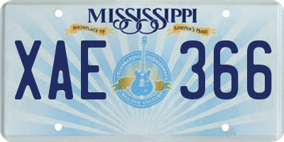 MS license plate XAE366