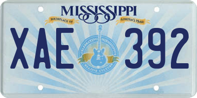 MS license plate XAE392