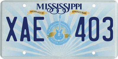 MS license plate XAE403