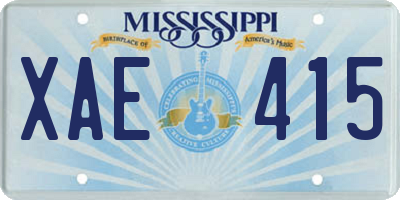 MS license plate XAE415