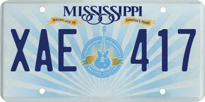 MS license plate XAE417