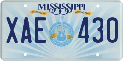 MS license plate XAE430