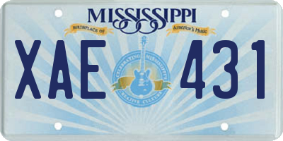 MS license plate XAE431
