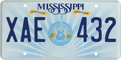 MS license plate XAE432
