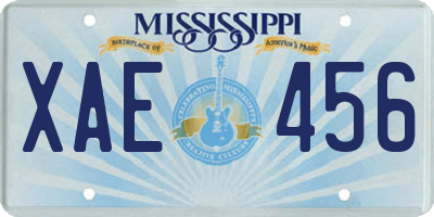 MS license plate XAE456