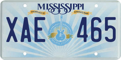 MS license plate XAE465
