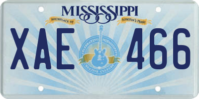 MS license plate XAE466