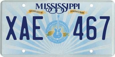 MS license plate XAE467