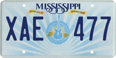 MS license plate XAE477
