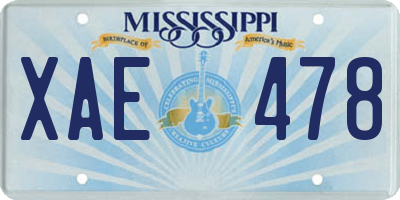 MS license plate XAE478