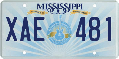 MS license plate XAE481