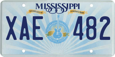 MS license plate XAE482