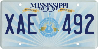 MS license plate XAE492