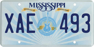 MS license plate XAE493