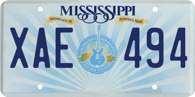 MS license plate XAE494