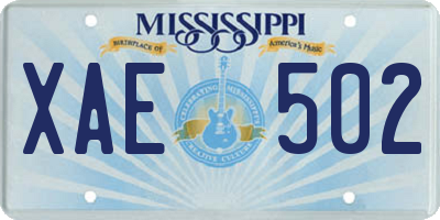MS license plate XAE502