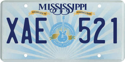 MS license plate XAE521