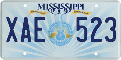 MS license plate XAE523