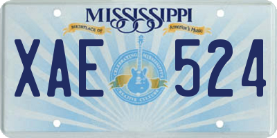 MS license plate XAE524