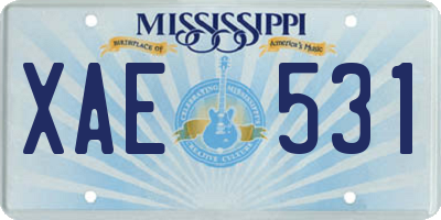 MS license plate XAE531