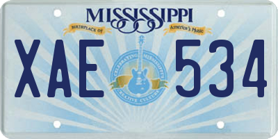 MS license plate XAE534