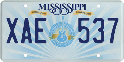 MS license plate XAE537
